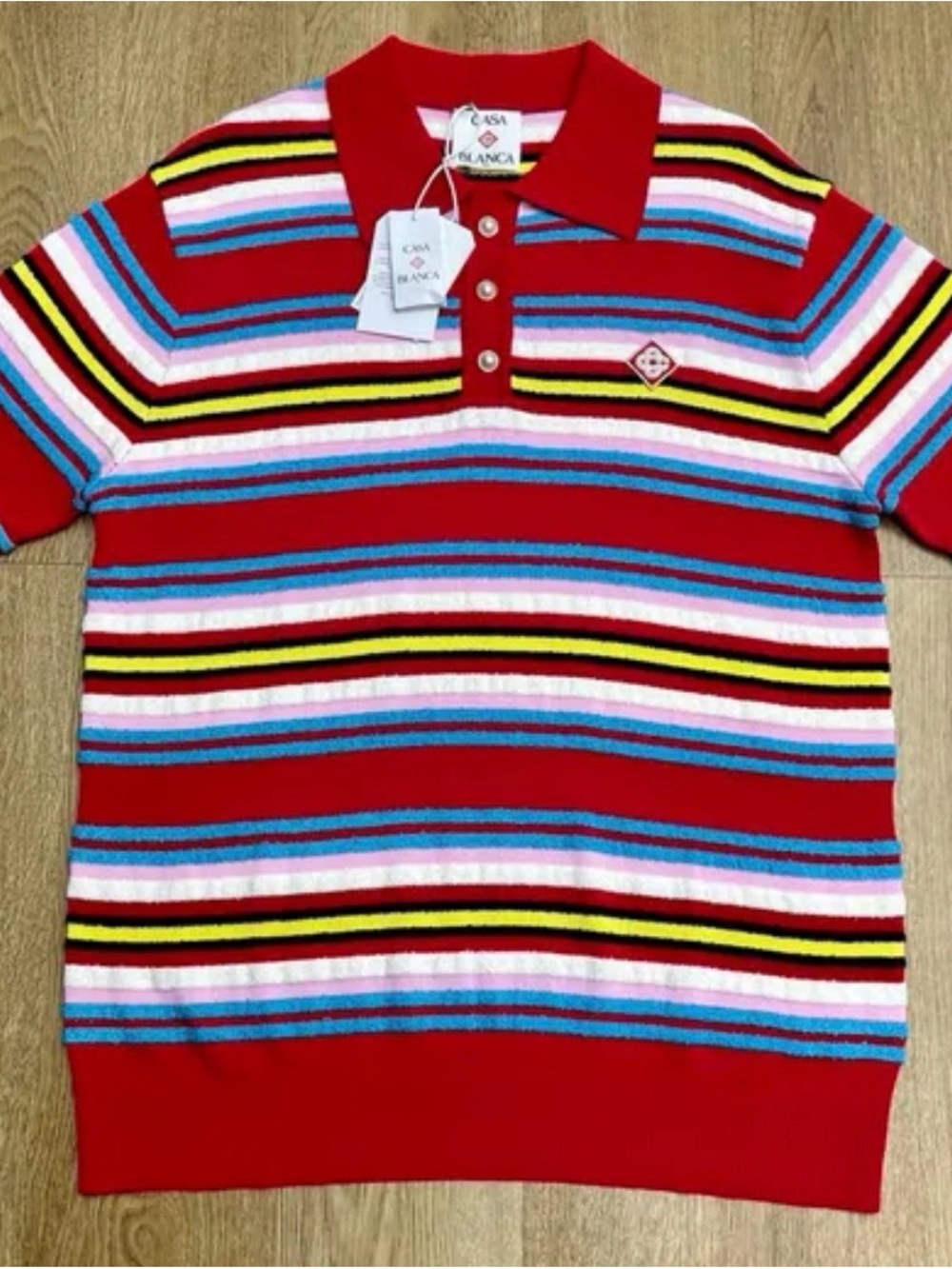 Casablanca Red Multi-Stripe Polo Shirt